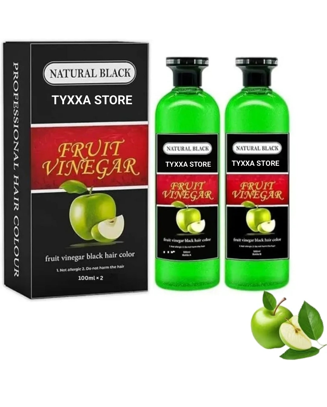 Fruit Vinegar Hair Colour 1L - Natural Black Hair Dye | TYXXA STORE